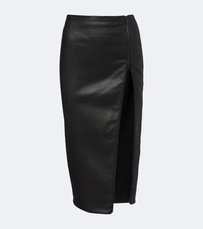 Gucci Leather Midi Skirt In Black