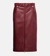 Gucci Leather Midi Skirt In Burgundy