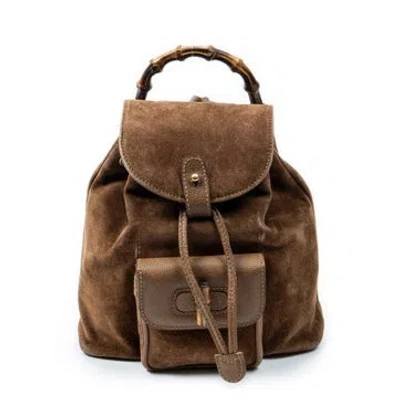 Pre-owned Gucci Leather Mini Bamboo Backpack Null In Brown