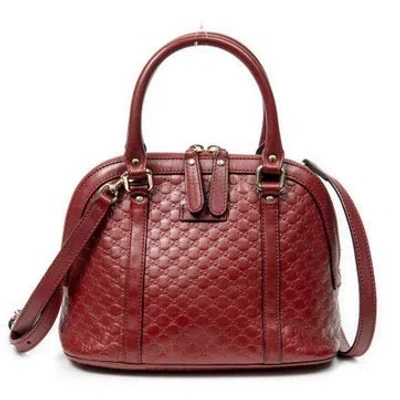 Pre-owned Gucci Leather Mini Dome Tote In Red