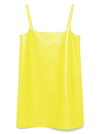 Gucci Leather Strap Dress In Yellow