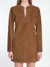 Gucci Leather Mini Dress In Neutral