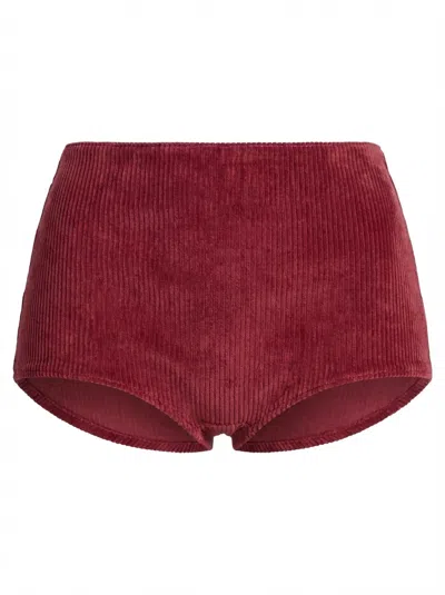 Gucci Leather Mini Shorts In Burgundy