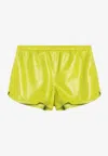 Gucci Leather Mini Shorts In Green
