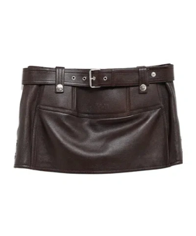 Gucci Leather Mini Skirt In Black