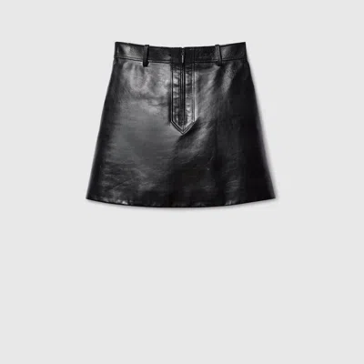 Gucci Leather Mini Skirt In Black