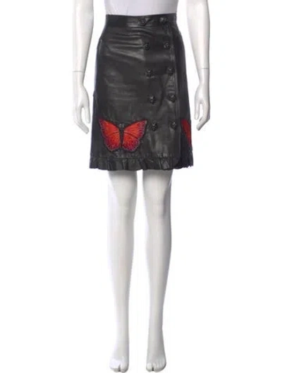 Pre-owned Gucci Leather Mini Skirt In Black