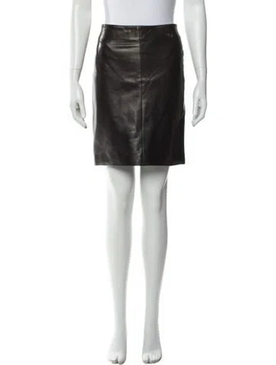 Pre-owned Gucci Leather Mini Skirt In Brown