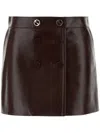Gucci Women's Leather Mini Skirt In Brown