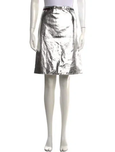 Pre-owned Gucci Leather Mini Skirt In Metallic/silver