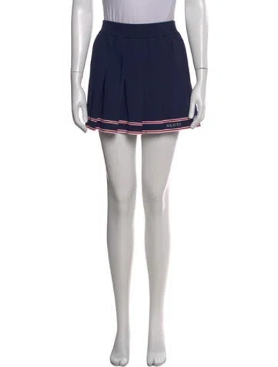 Pre-owned Gucci Leather Mini Skirt W/ Tags In Blue