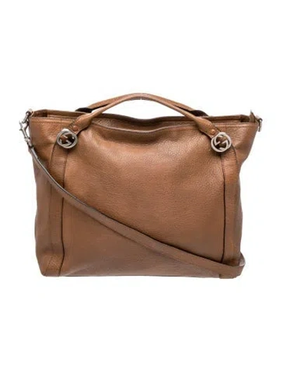 Pre-owned Gucci Leather Miss Gg In Brown