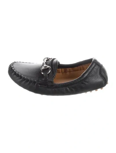Pre-owned Gucci Babies' Leather Moccasins In Black