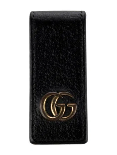 Pre-owned Gucci Leather Money Clip In Black