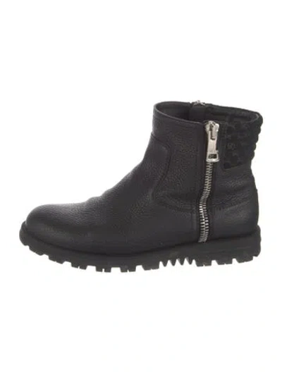 Pre-owned Gucci Leather Moto Boots In Black