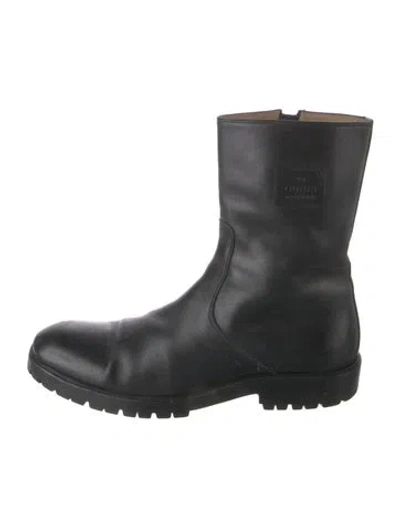 Pre-owned Gucci Leather Moto Boots In Black
