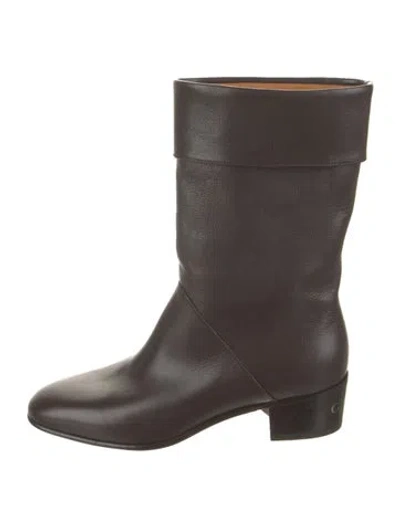 Pre-owned Gucci Leather Moto Boots In Brown