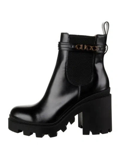 Pre-owned Gucci Leather Moto Boots W/ Tags In Black
