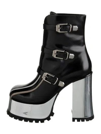 Pre-owned Gucci Leather Moto Boots W/ Tags In Black