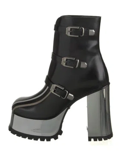 Pre-owned Gucci Leather Moto Boots W/ Tags In Black