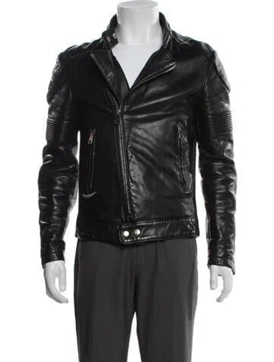 Pre-owned Gucci Leather Moto Jacket In Black