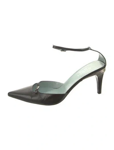 Pre-owned Gucci Leather Mules In Black