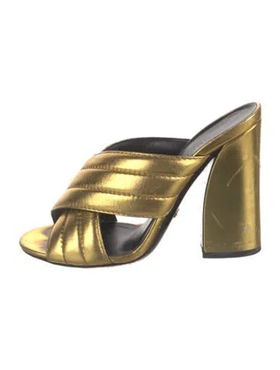 Pre-owned Gucci Leather Mules In Gold