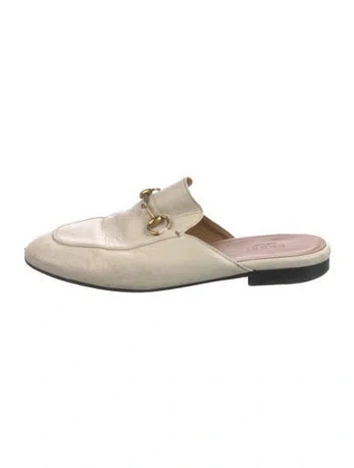 Pre-owned Gucci Leather Mules In Neutral