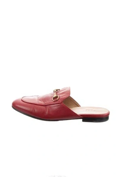 Pre-owned Gucci Leather Mules In Red