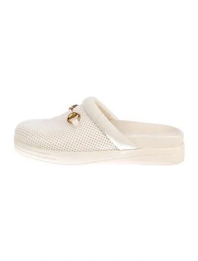 Pre-owned Gucci Leather Mules In White