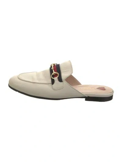 Pre-owned Gucci Leather Mules In White