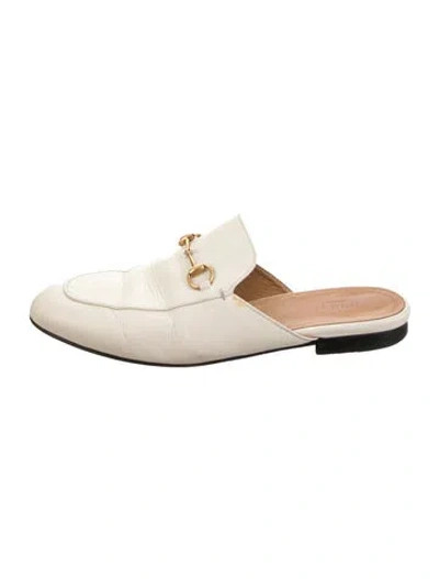 Pre-owned Gucci Leather Mules In White