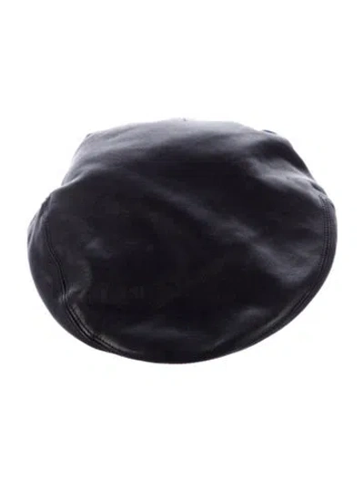 Pre-owned Gucci Leather Newsboy Hat In Black