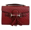 Gucci Leather Old Flower Logo Embossing Horsebit Chain Single-shoulder Bag Small Red