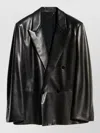 Gucci Leather Oversized Double-breasted Blazer In Black
