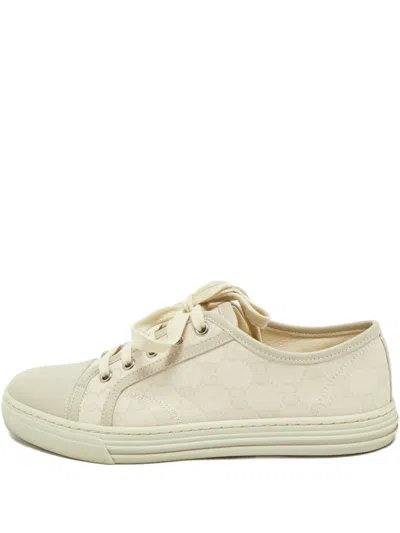 Pre-owned Gucci Leather-panel Sneakers In Neutral