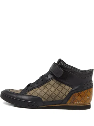 Pre-owned Gucci Leather Pattern High-top Sneakers