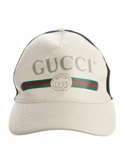 Pre-owned Gucci Leather Pattern Print Trucker Hat