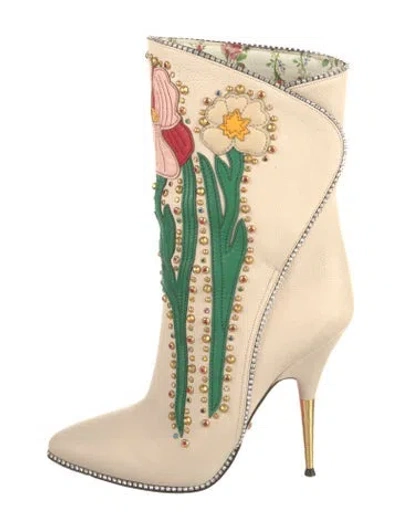 Pre-owned Gucci Leather Patterned Boots In Neutral