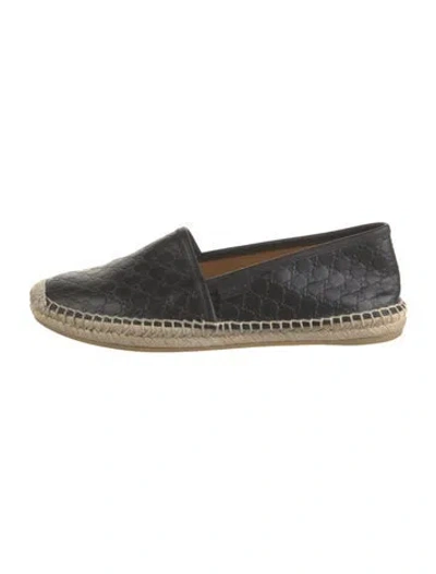 Pre-owned Gucci Leather Patterned Espadrilles In Black