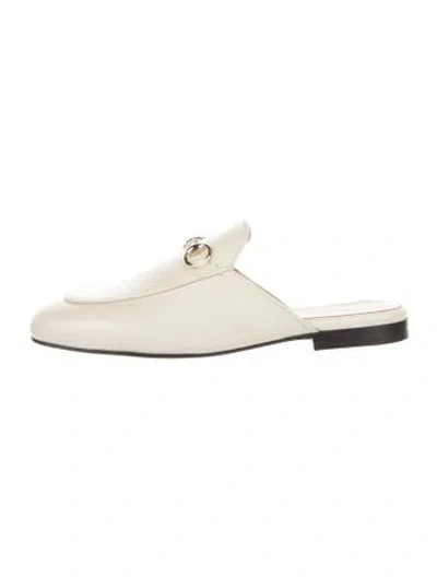 Pre-owned Gucci Leather Patterned Mules In Neutral