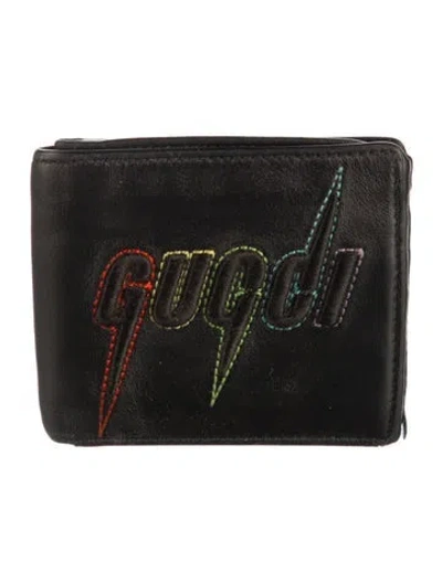 Pre-owned Gucci Leather Patterned Wallet In Black