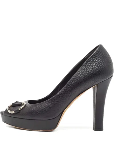 Pre-owned Gucci Leather Peep-toe Platform Pumps