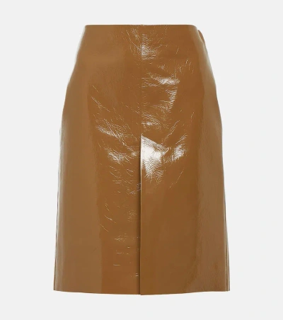 Gucci Leather Pencil Skirt In Brown