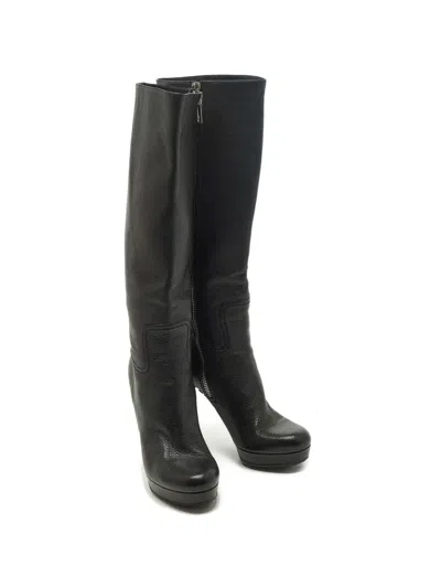 Pre-owned Gucci Leather Platform Boots In Black