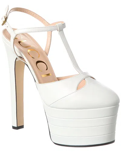 Gucci Leather Platform Pump In White