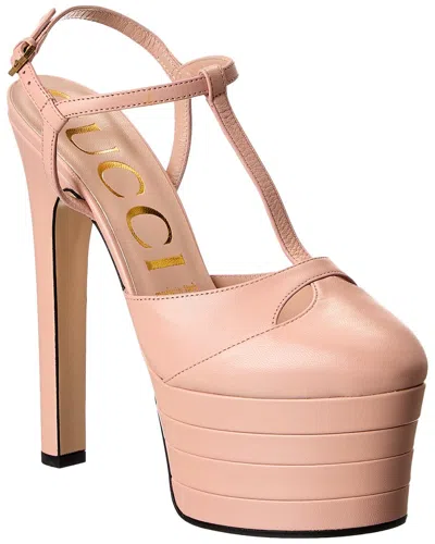 Gucci Leather Platform Pump In Pink