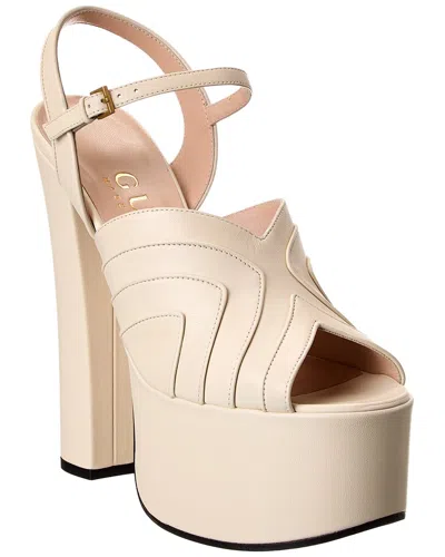 Gucci Leather Platform Sandal In White