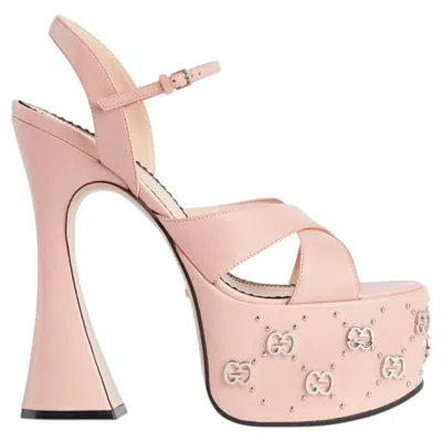 Pre-owned Gucci Leather Platform Sandals 155 It39