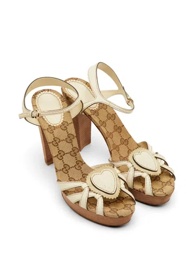 Pre-owned Gucci Leather Platform Sandals In Neutral